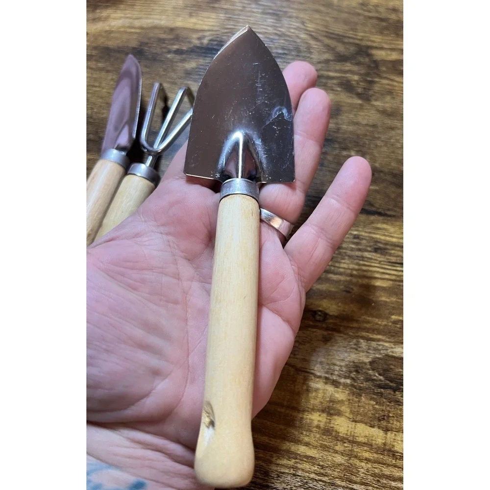 Porch Goose Accessory 3 Pcs Mini Garden Tool Set Metal & Wood Summer Decor